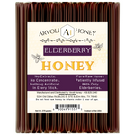 Organic Elderberries patiently infused into Premium and Pure Raw Wildflower Honey: Packed into Honey sticks (honey straws or honey stix) for you to enjoy and to help boost your immune system.