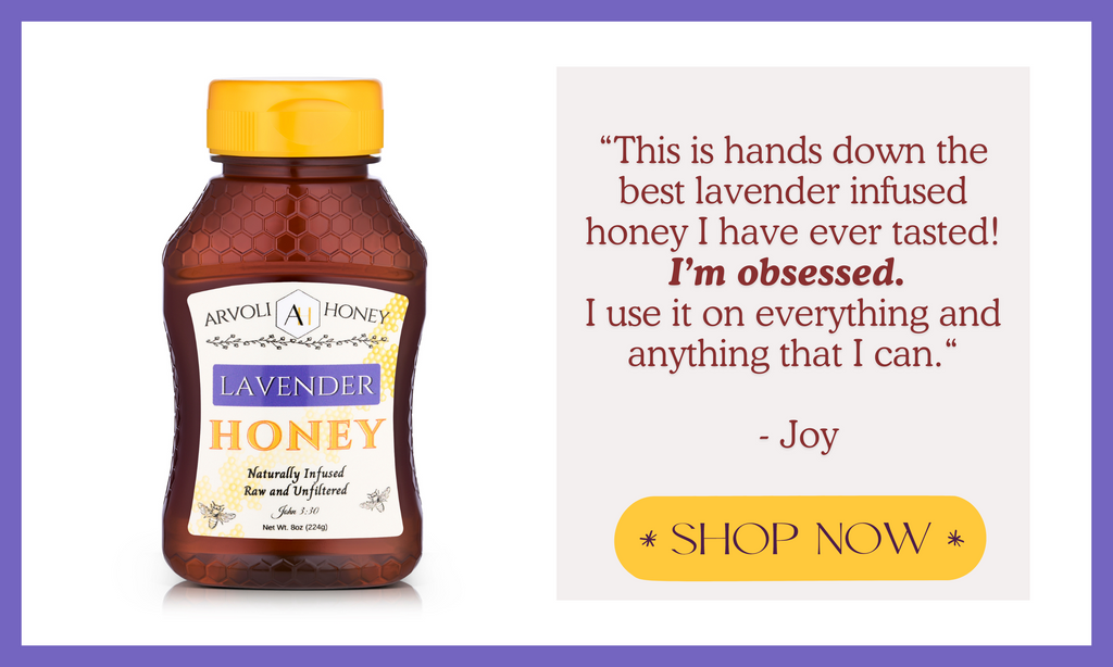 Our Lavender Honey is one of our most popular flavors among Tea Lovers. People drizzle our all natural lavender infused honey on waffles, biscuits, pancakes, cereal, and more. 